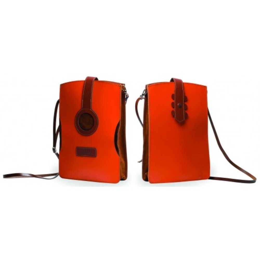 Leather and Suede Guitar Cross-Body Handbag